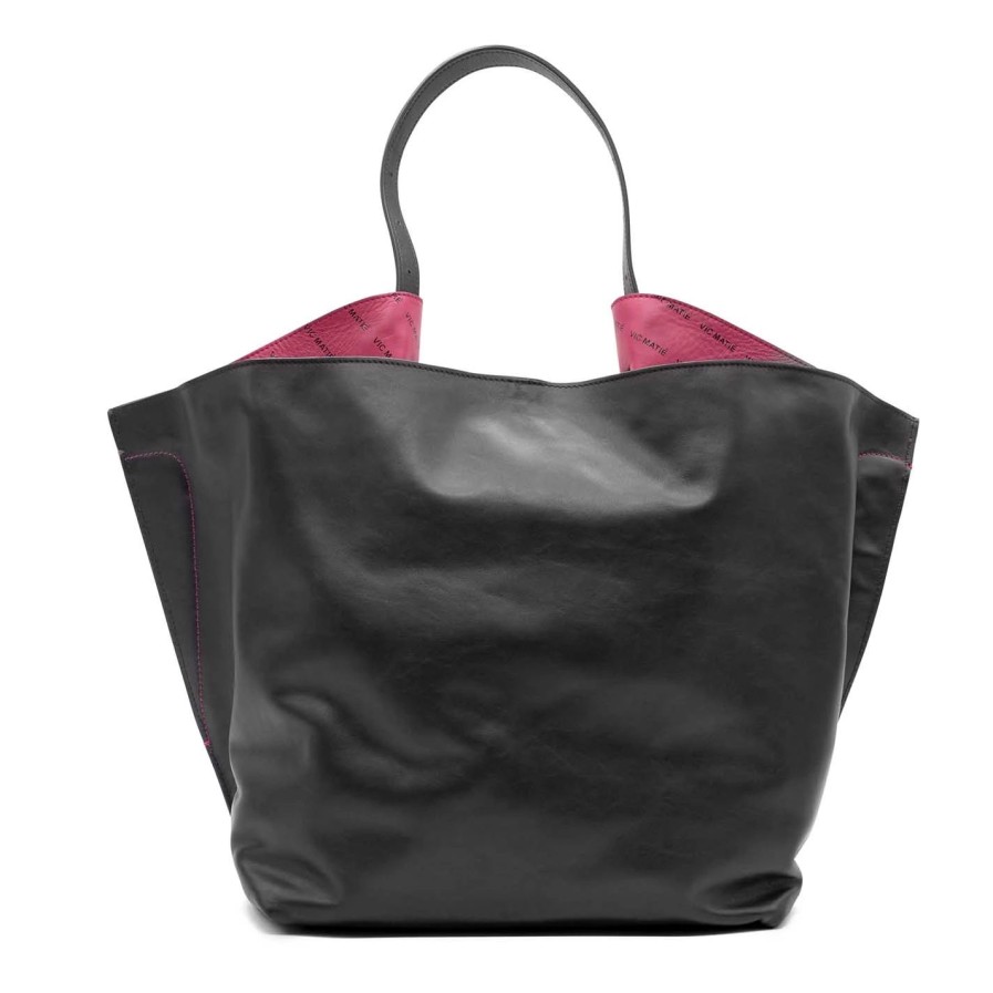 Wholesale Antoniamaxi Shopper Nera/Fuxia Con Loghi Stampati